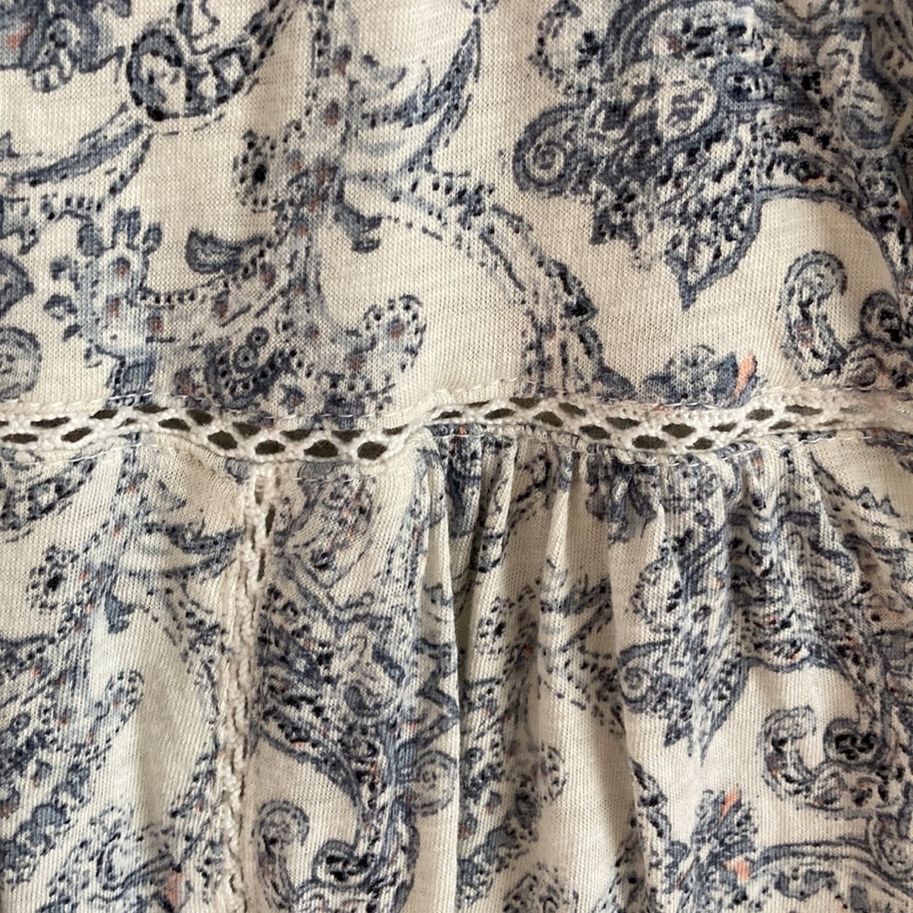 Lucky Brand Long Sleeve Printed Boho Peasant Blouse Size L - Picture 8 of 13